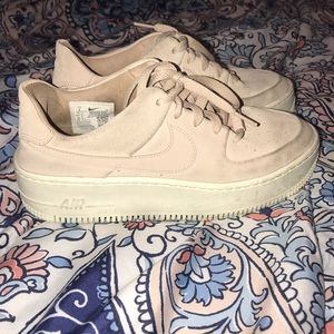 Pink suede platform Air Force ones